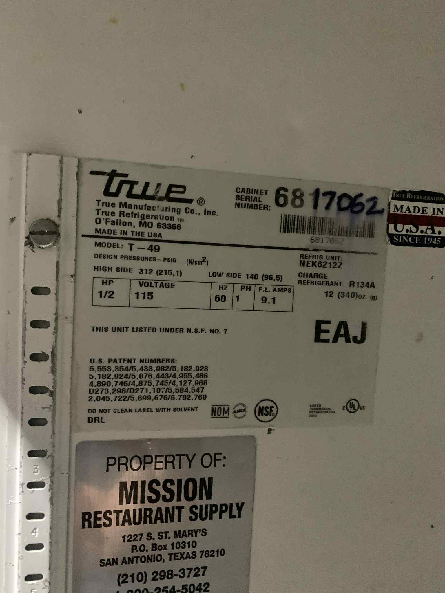 Refrigerador 2 Puertas Solidas True (Seminuevo)