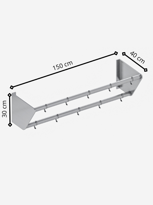 Garabato Para Ollas en Acero Inoxidable (150x40 x 30 cm) G-1