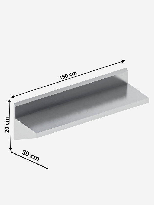 Repisa de Muro en Acero Inoxidable (150x30 x 20 cm) RDP-3