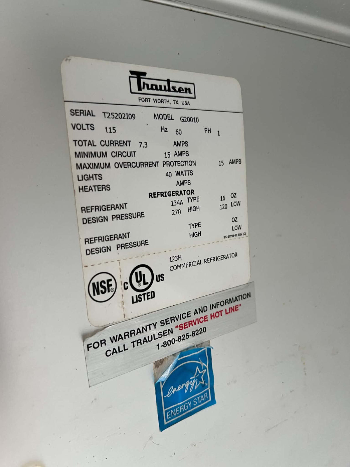 Refrigerador 2 Puertas Solidas Traulsen G20010