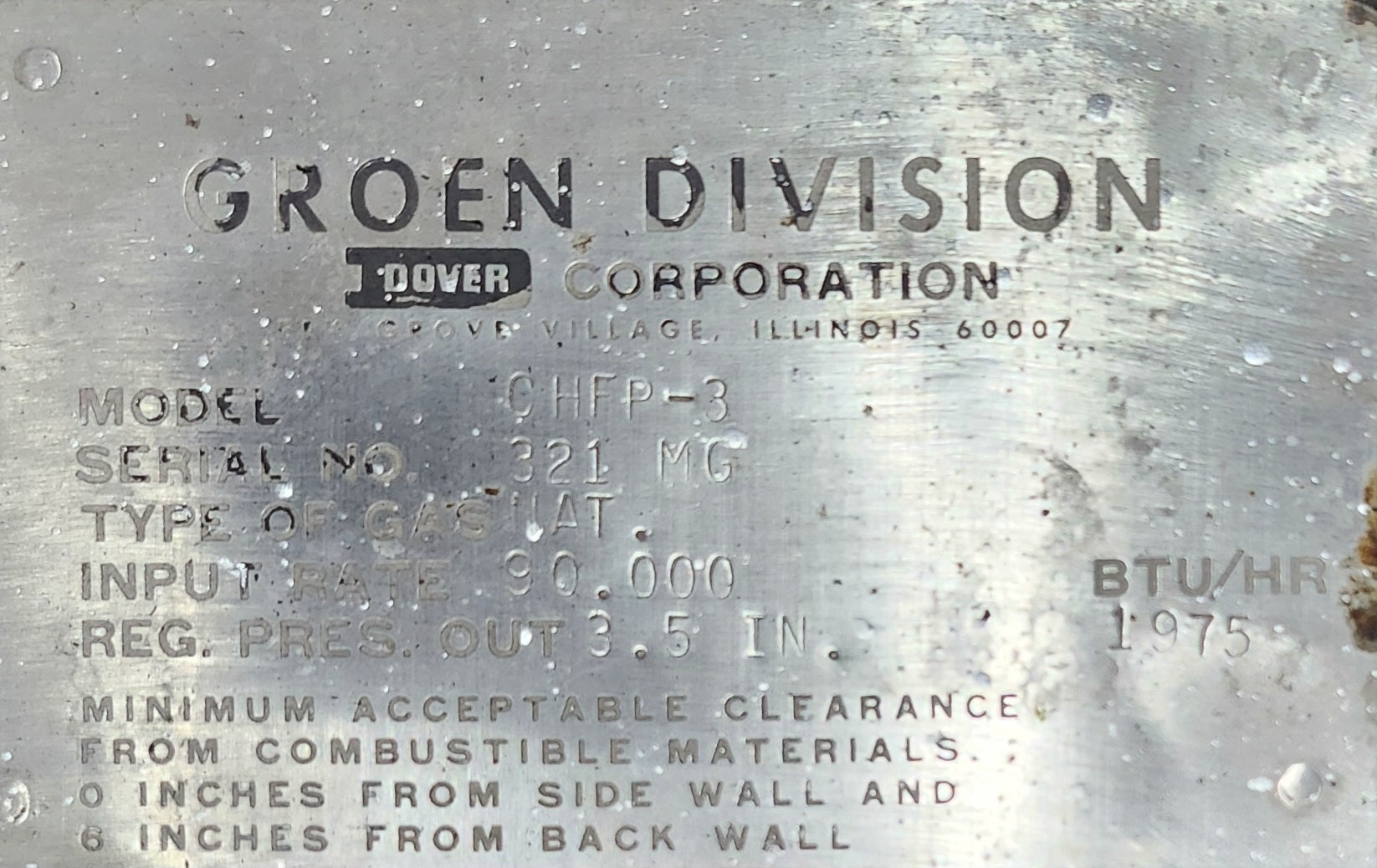 Sartén de Volteo 30 Galones Groen CHFP3 (Reacondicionado)