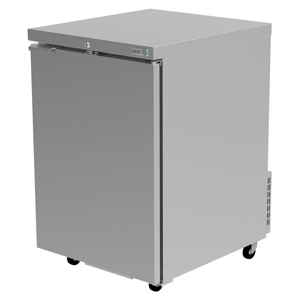 Asber ABBC-23-S HC Refrigerador Contrabarra Acero Inoxidable 1 puerta Solida 8.9 Pies