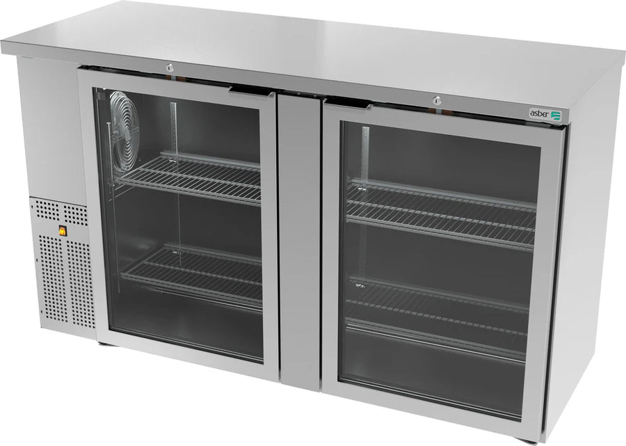 Asber ABBC-24-60-SG HC Refrigerador Contrabarra Slim 2 Puertas de Cristal 390 Latas Acero Inoxidable