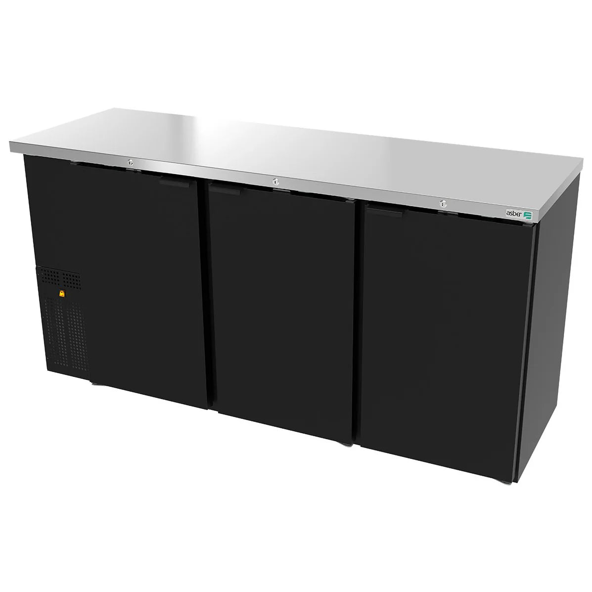 Asber ABBC-24-72 HC Refrigerador de Contrabarra en Vinyl Negro 3 Puertas Solidas