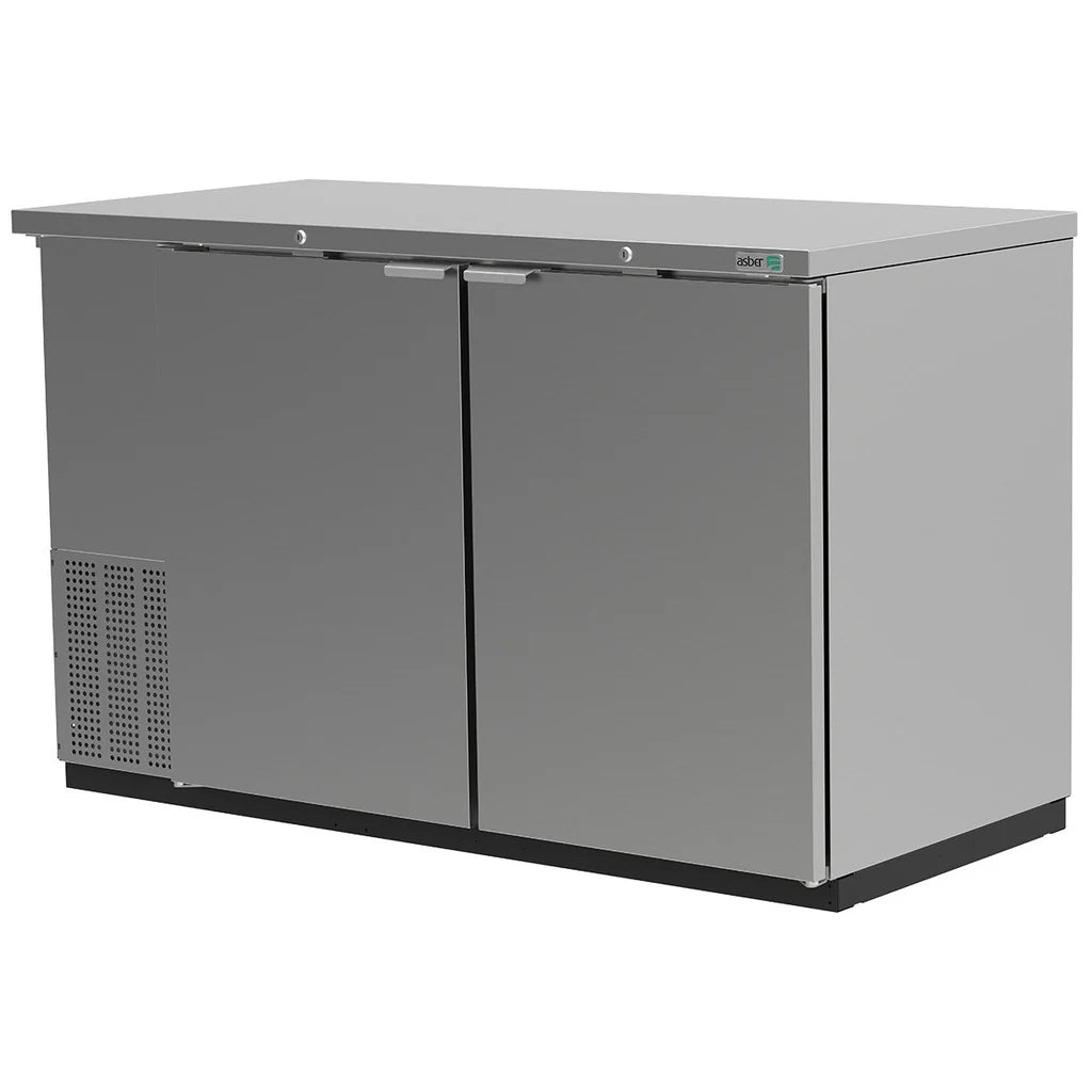 Asber ABBC-58-S HC Refrigerador Contrabarra Acero Inoxidable 2 Puertas Solidas 14.6 Pies
