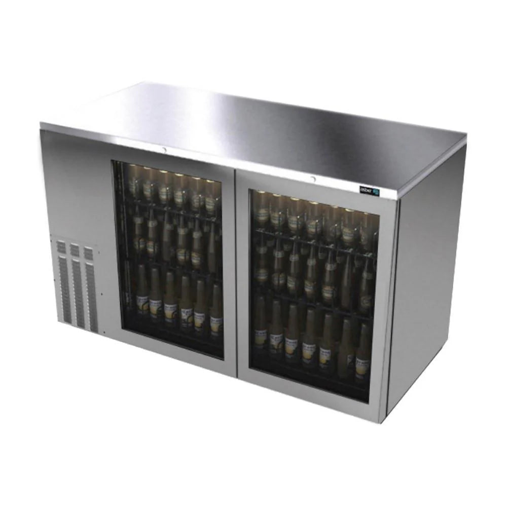 Asber ABBC-58-SG HC Refrigerador Contrabarra Acero Inoxidable 2 Puertas Cristal 14.6 Pies