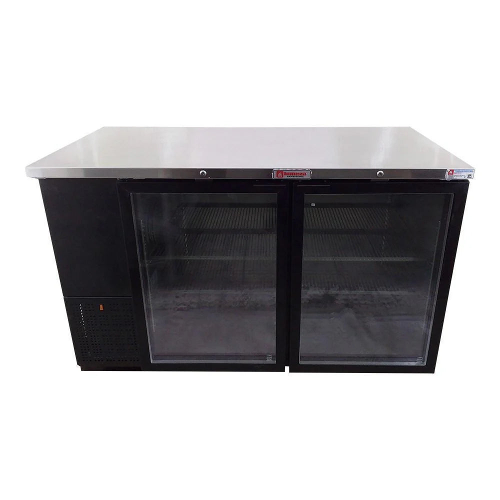 Asber ABBC-58G HC Refrigerador Contrabarra Vinil Negro 2 Puertas de Cristal 14.3 Pies