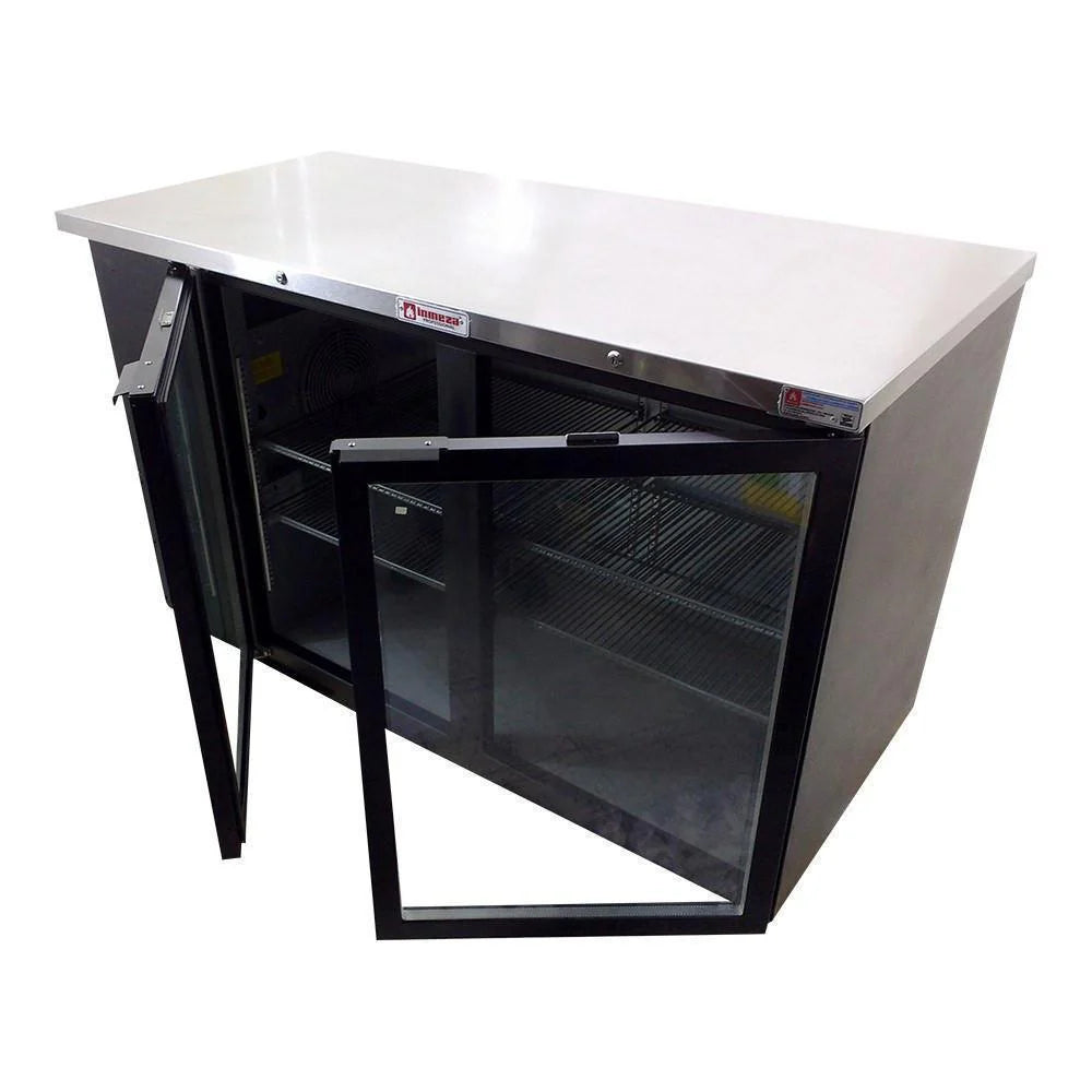 Asber ABBC-58G HC Refrigerador Contrabarra Vinil Negro 2 Puertas de Cristal 14.3 Pies