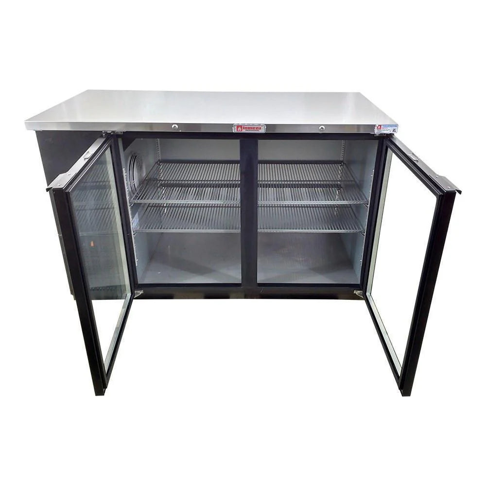 Asber ABBC-58G HC Refrigerador Contrabarra Vinil Negro 2 Puertas de Cristal 14.3 Pies