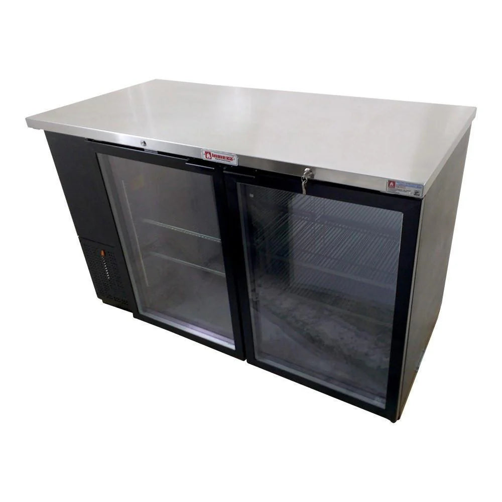 Asber ABBC-58G HC Refrigerador Contrabarra Vinil Negro 2 Puertas de Cristal 14.3 Pies