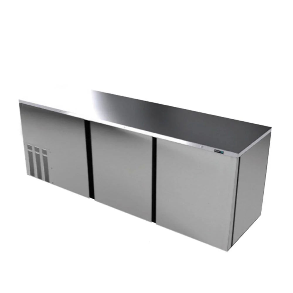Asber ABBC-94-S HC Refrigerador Contrabarra Acero Inoxidable 3 Puertas Solidas 26.4 Pies