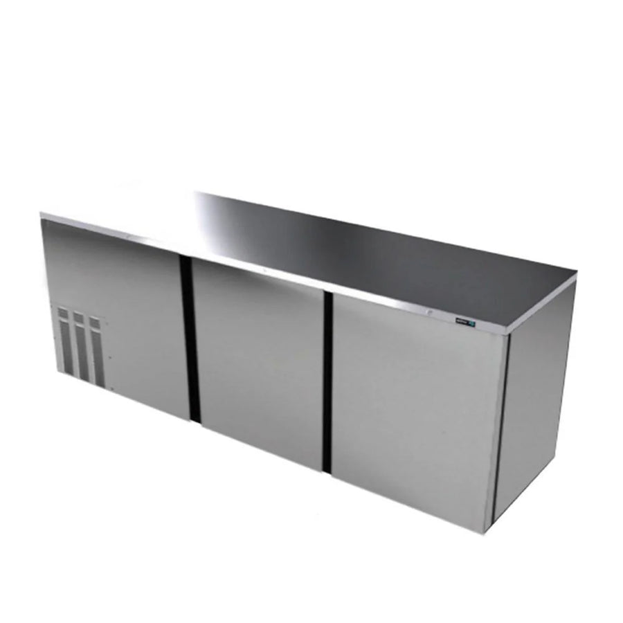 Asber ABBC-94-S HC Refrigerador Contrabarra Acero Inoxidable 3 Puertas Solidas 26.4 Pies