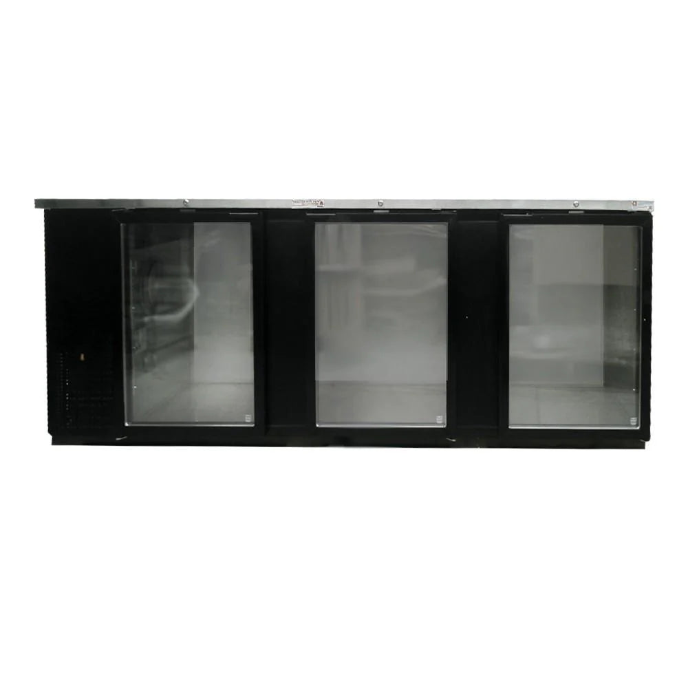 Asber ABBC-94G HC Refrigerador Contrabarra Vinil Negro 3 Puertas de Cristal 26.4 Pies