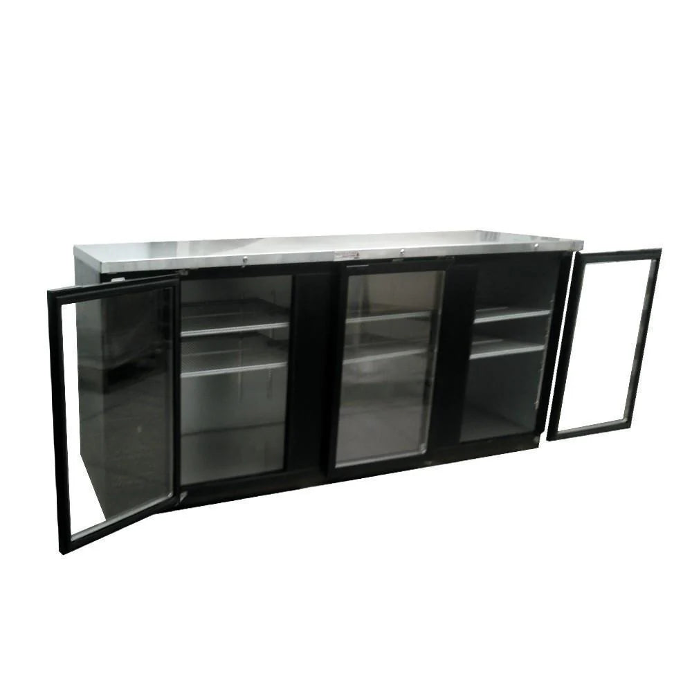Asber ABBC-94G HC Refrigerador Contrabarra Vinil Negro 3 Puertas de Cristal 26.4 Pies