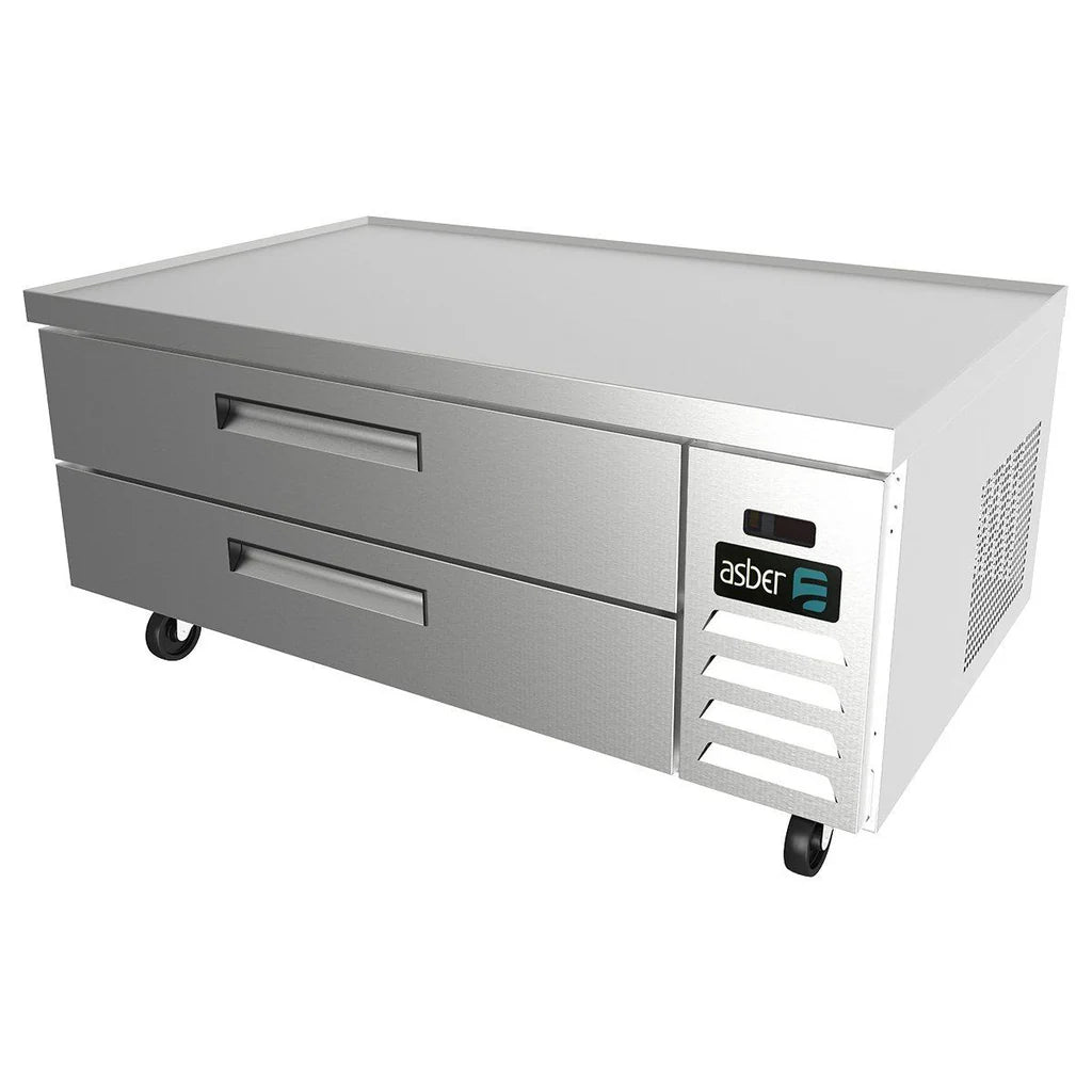 Asber ACBR-52 Base de Chef Refrigerada con 2 Cajones (3 GN-1/1 cada uno) - Cubierta con Borde Antiderrame