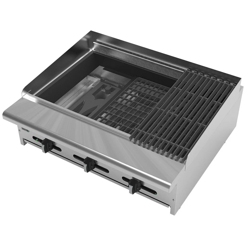 Asber AECRB-36 Asador a Gas Piedra Volcánica 36" Acero Inoxidable