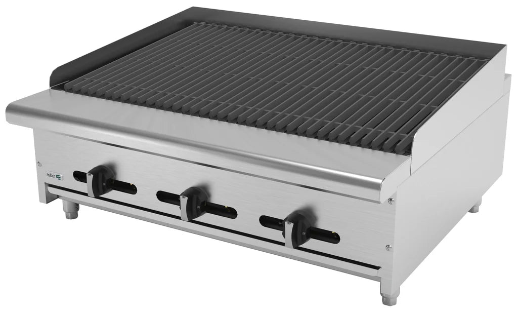 Asber AECRB-36 Asador a Gas Piedra Volcánica 36" Acero Inoxidable