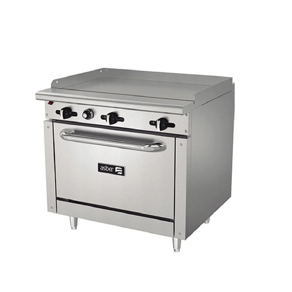 Asber AER-G36-36-H Estufa con Plancha y Horno 3 Quemadores