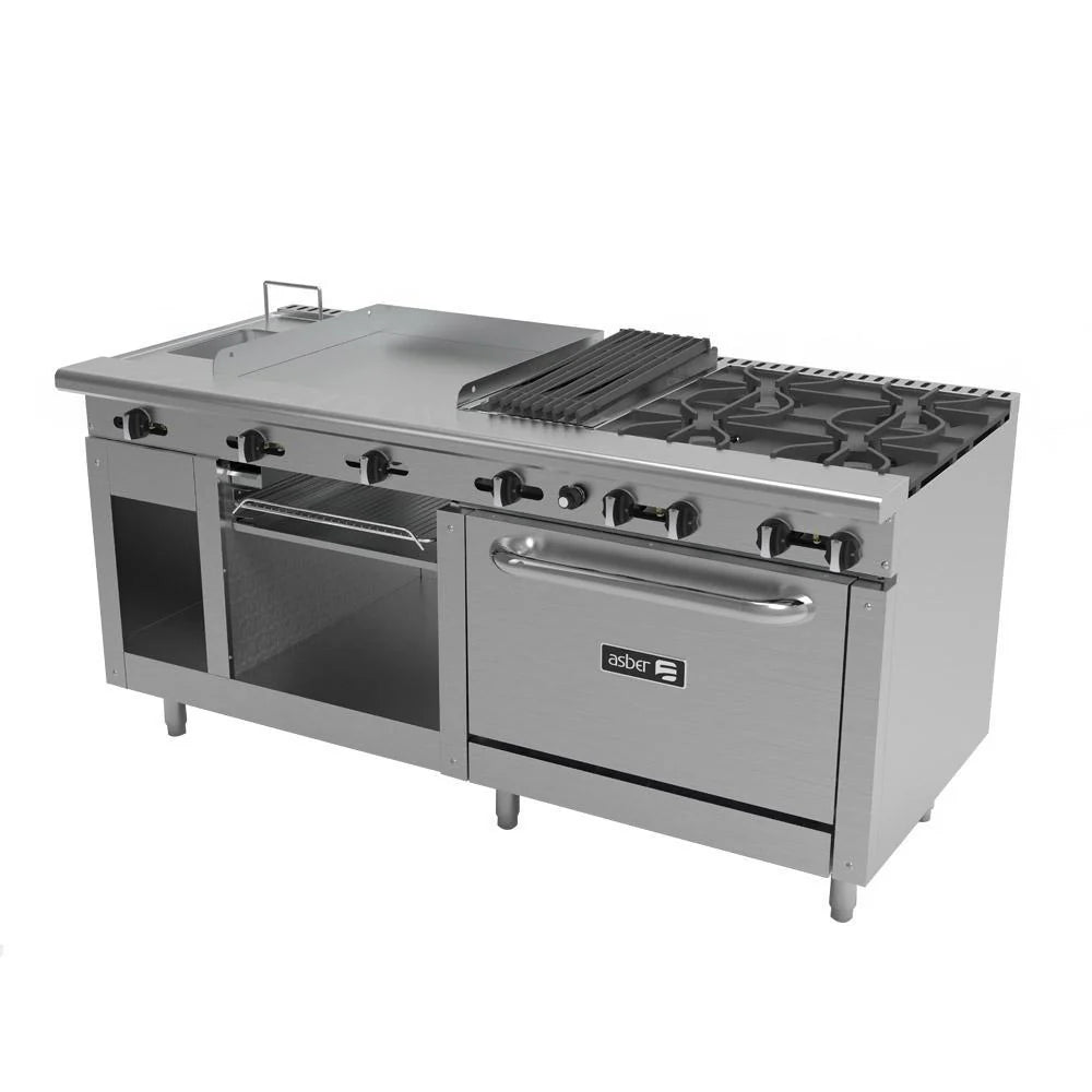 Asber AMR-72 Estufa Múltiple (freidor, plancha y asador 4 quemadores)