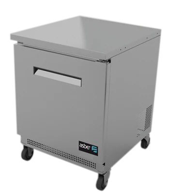 Asber AUTR-27 HC Mesa Refrigerada Bajo Mostrador 1 Puerta Solida 6.1 Pies Acero