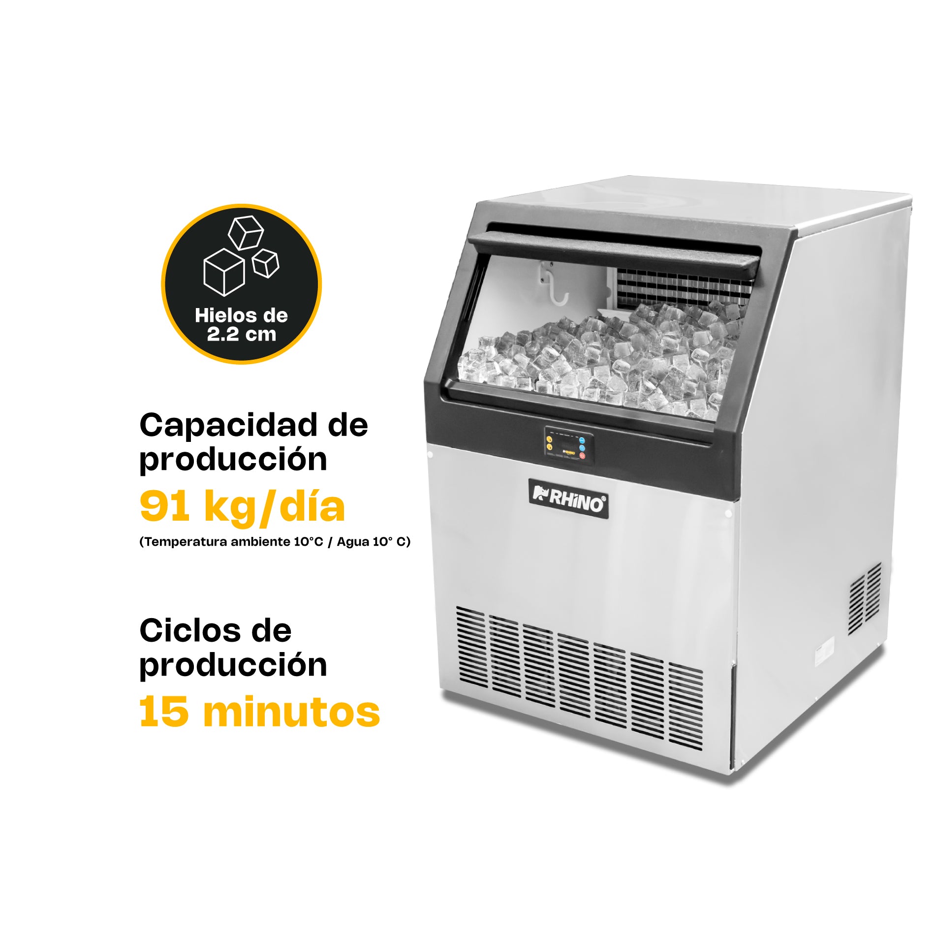 Rhino FAHIEL-90 Fabrica De Hielo 91Kg / 24Hr 480 W 115V