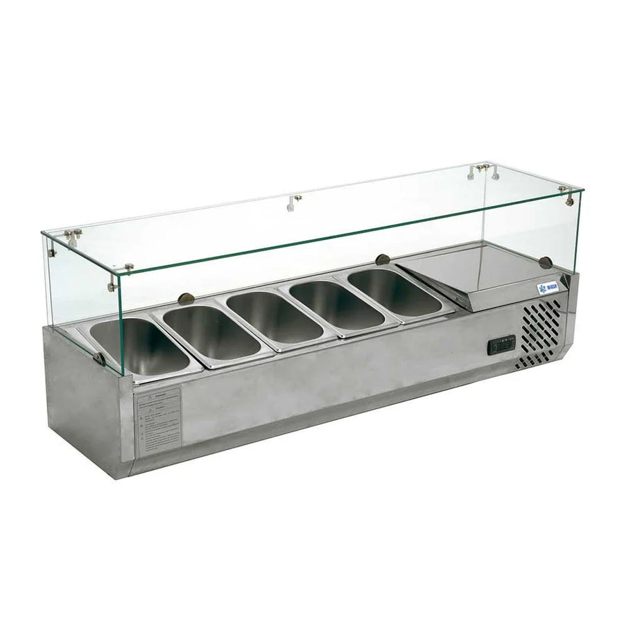 RT-1200L VITRINA REFRIGERADA PARA ENSALADAS Y PIZZAS SOBRE MESA DE 120 CM DE FRENTE