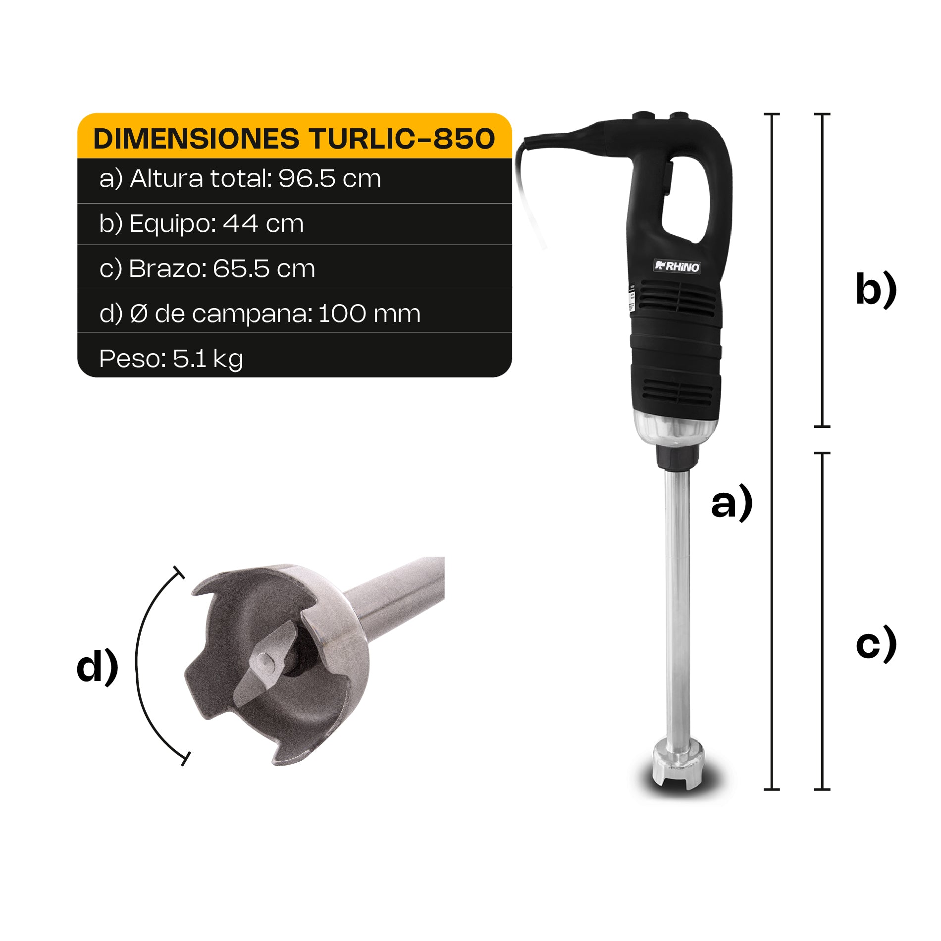 Rhino TURLIC-850 Turbolicuador 57 Cm 240 Litros 850 W