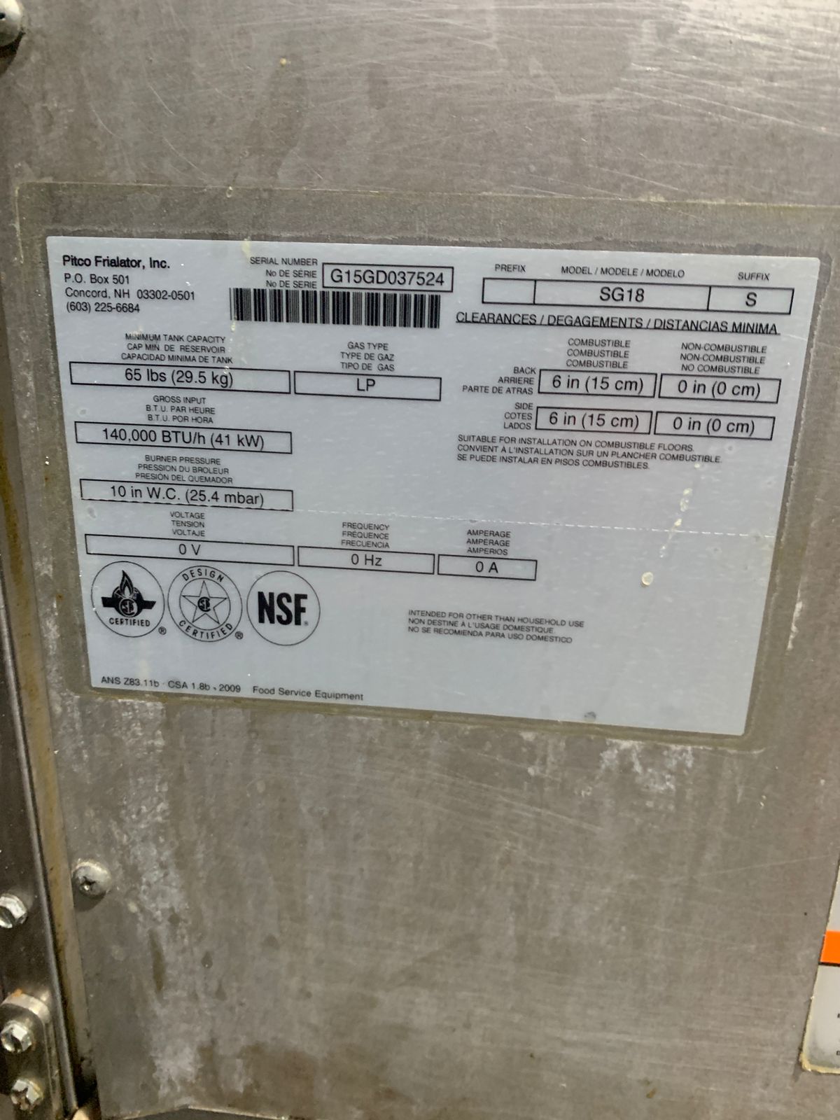 Freidora 2 Tinas Pitco con escurridor y cajón filtrador (Reacondicionado)