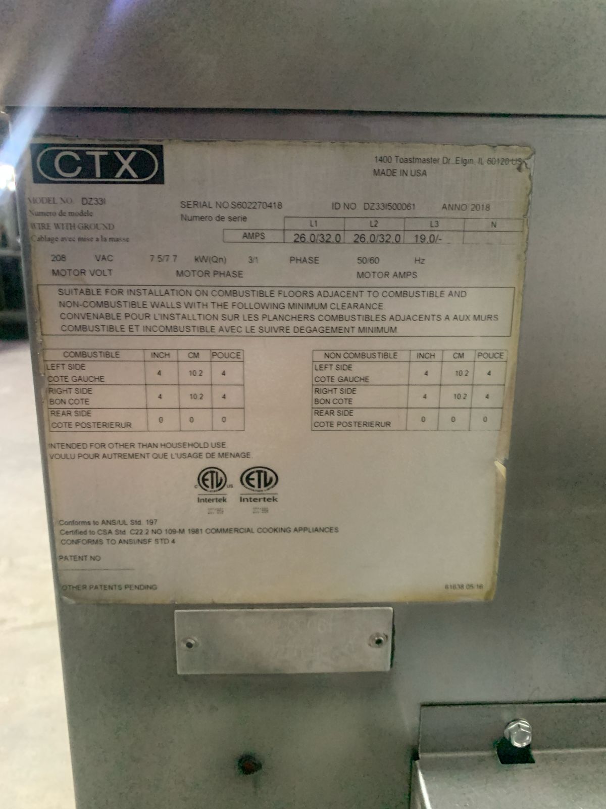 Horno de Banda eléctrico 18 Pulgadas CTX DZ33I (Reacondicionado)