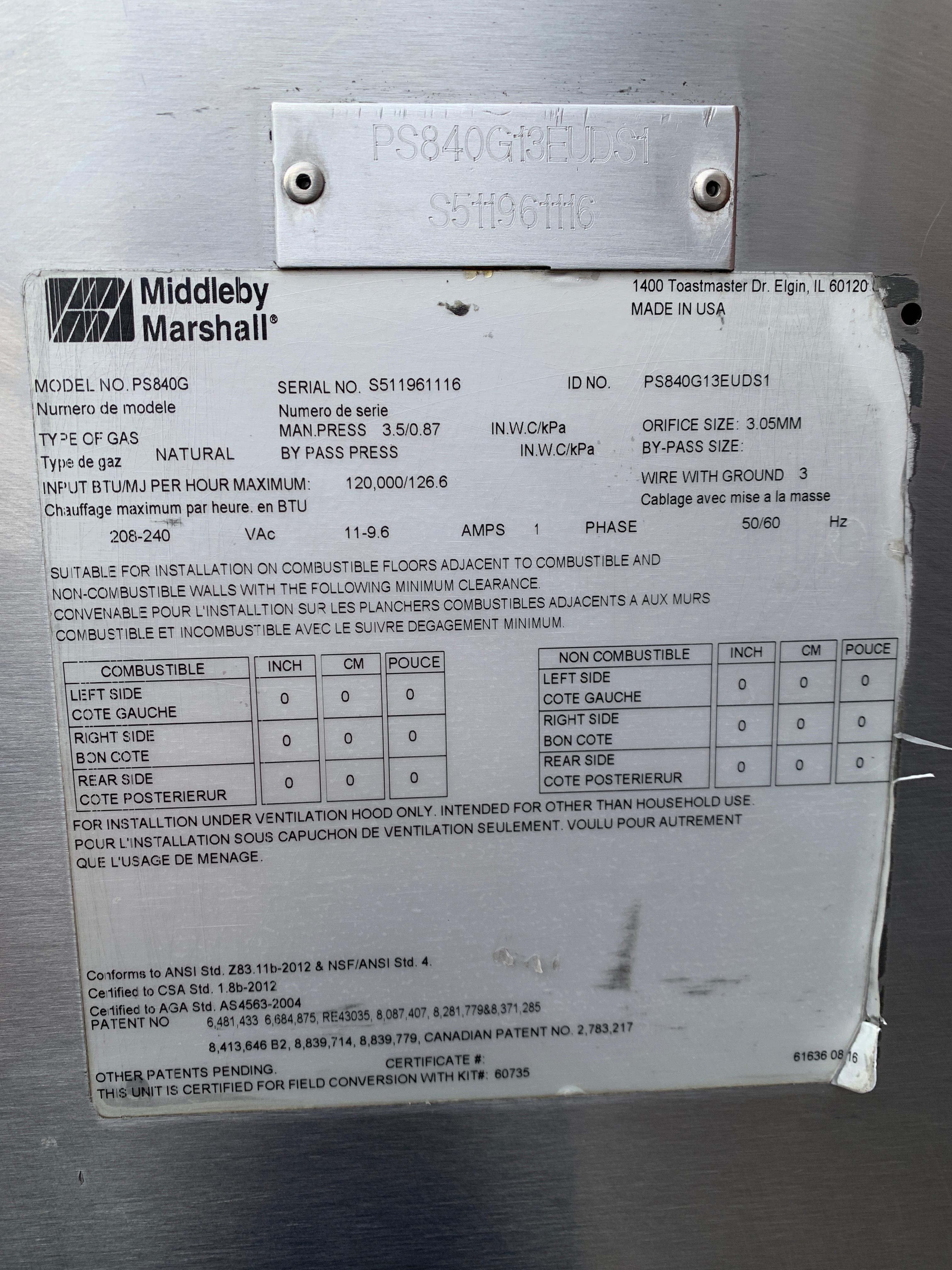 Horno Doble de Banda 32 Pulgadas Middleby Marshall ps840g (Seminuevo)