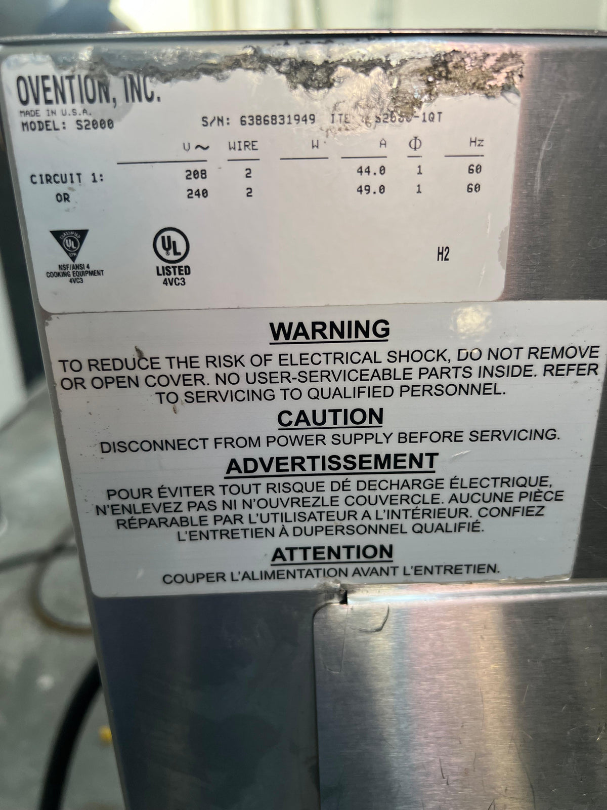 Horno de Banda 18 Pulgadas Ovention S2000 (Reacondicionado)