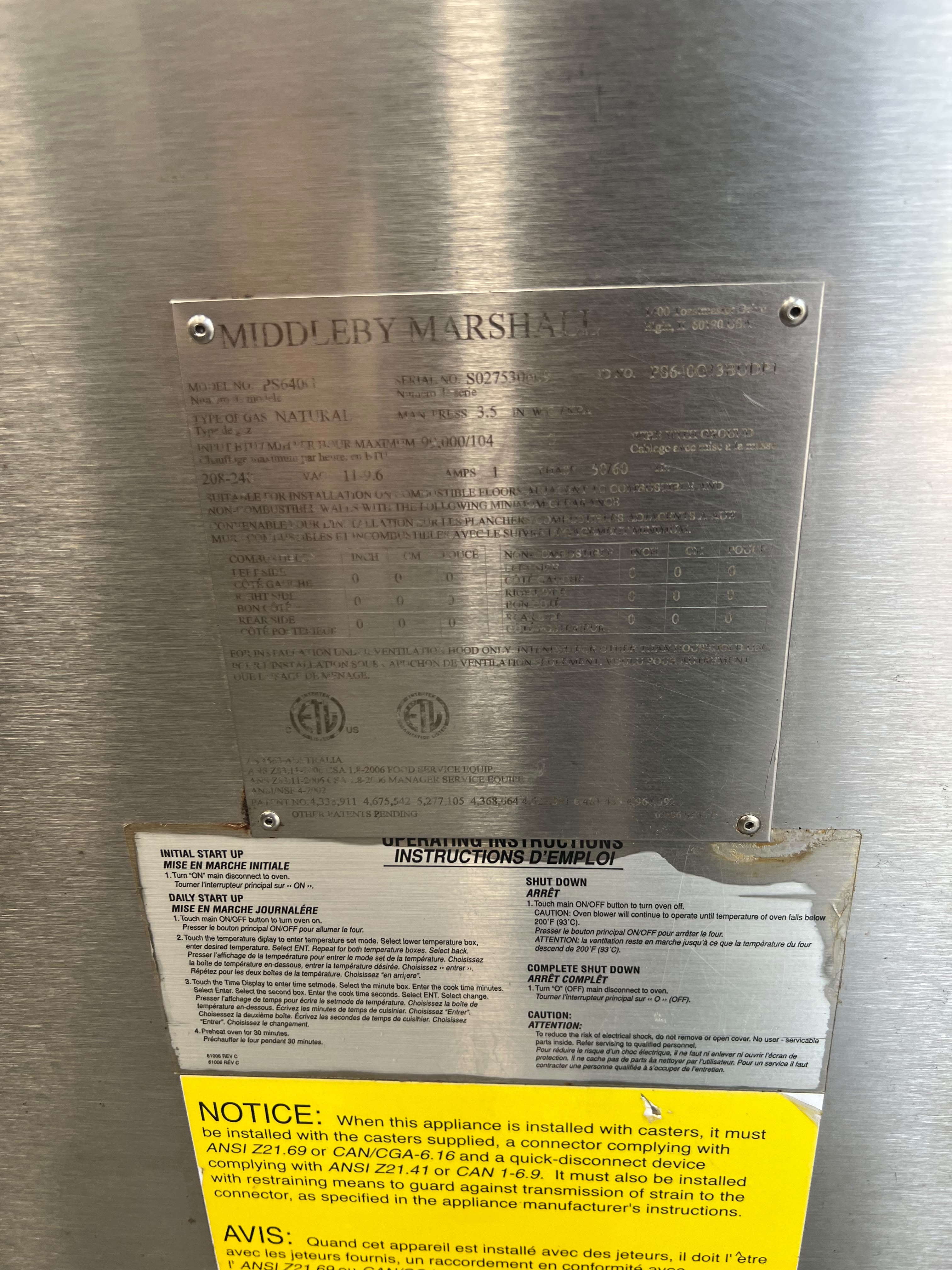 Horno de Banda 32 Pulgadas Middleby Marshall ps640g (Reacondicionado)