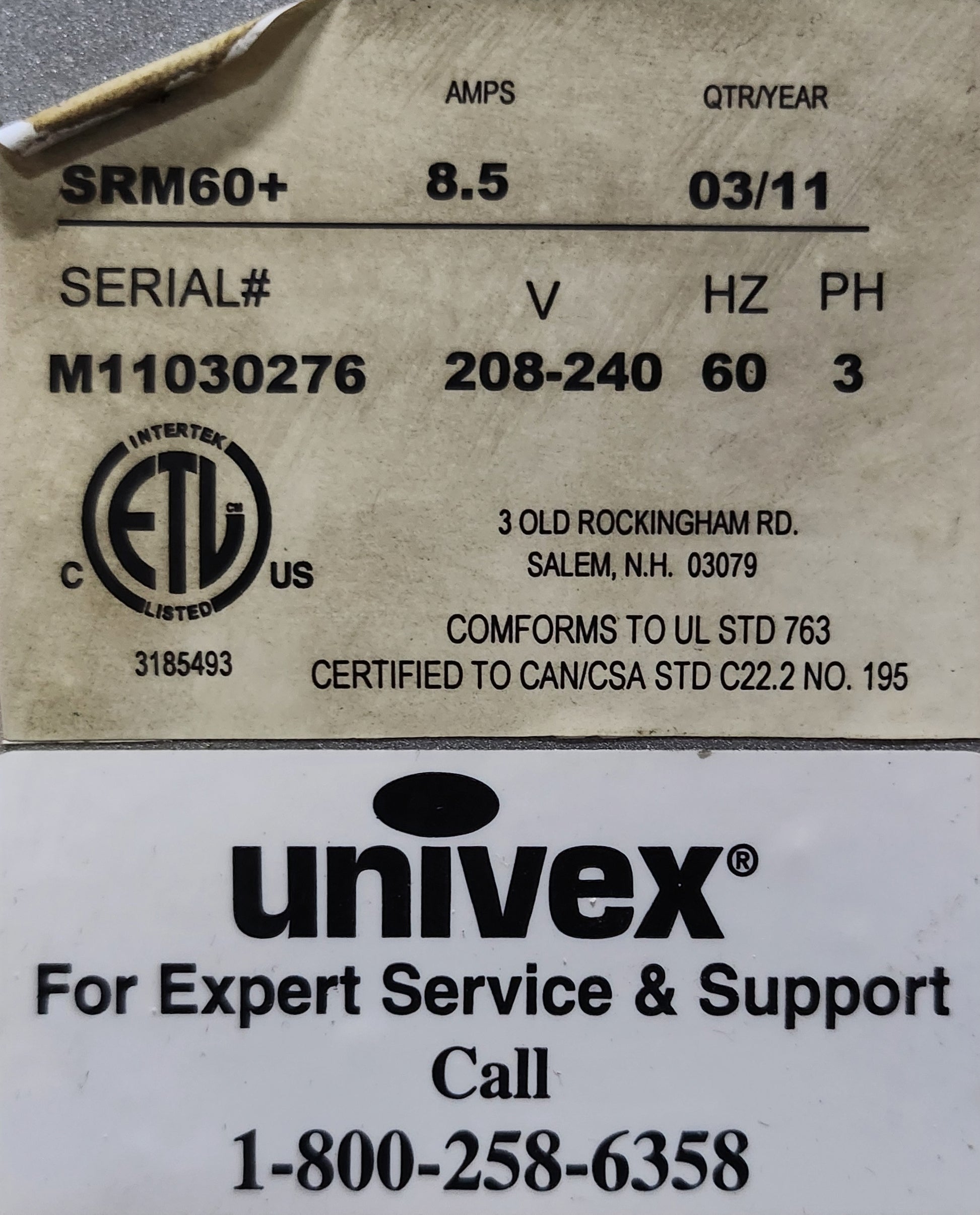 Batidora 60 Quarts Univex SRM60+ (Reacondicionado)