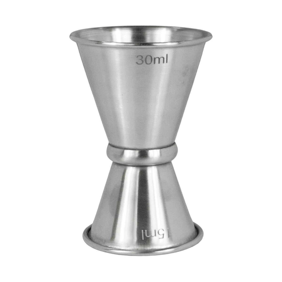 Jigger Tipo Japonés de Acero Inoxidable Concassé 15/30 ml Satinado #Acabado_Satinado