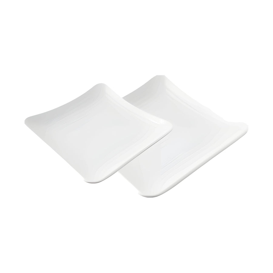 Plato Cuadrado con Relieve de Melamina Blanco Concassé 19 cm