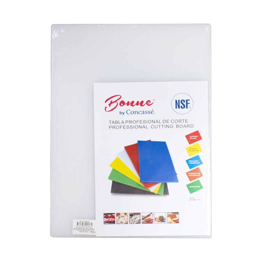 Tabla de Corte de Polipropileno Concassé 12" x 16" x 3/4" Blanco #Color_Blanco