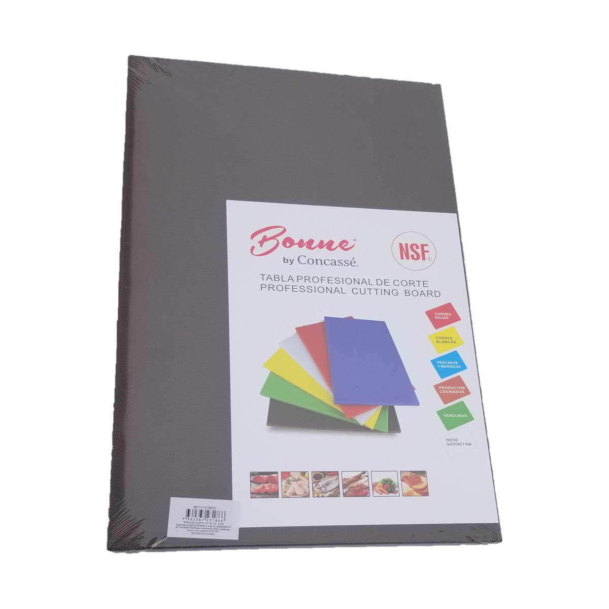 Tabla de Corte de Polipropileno Concassé 12" x 18" x 1/2" Café #Color_Café