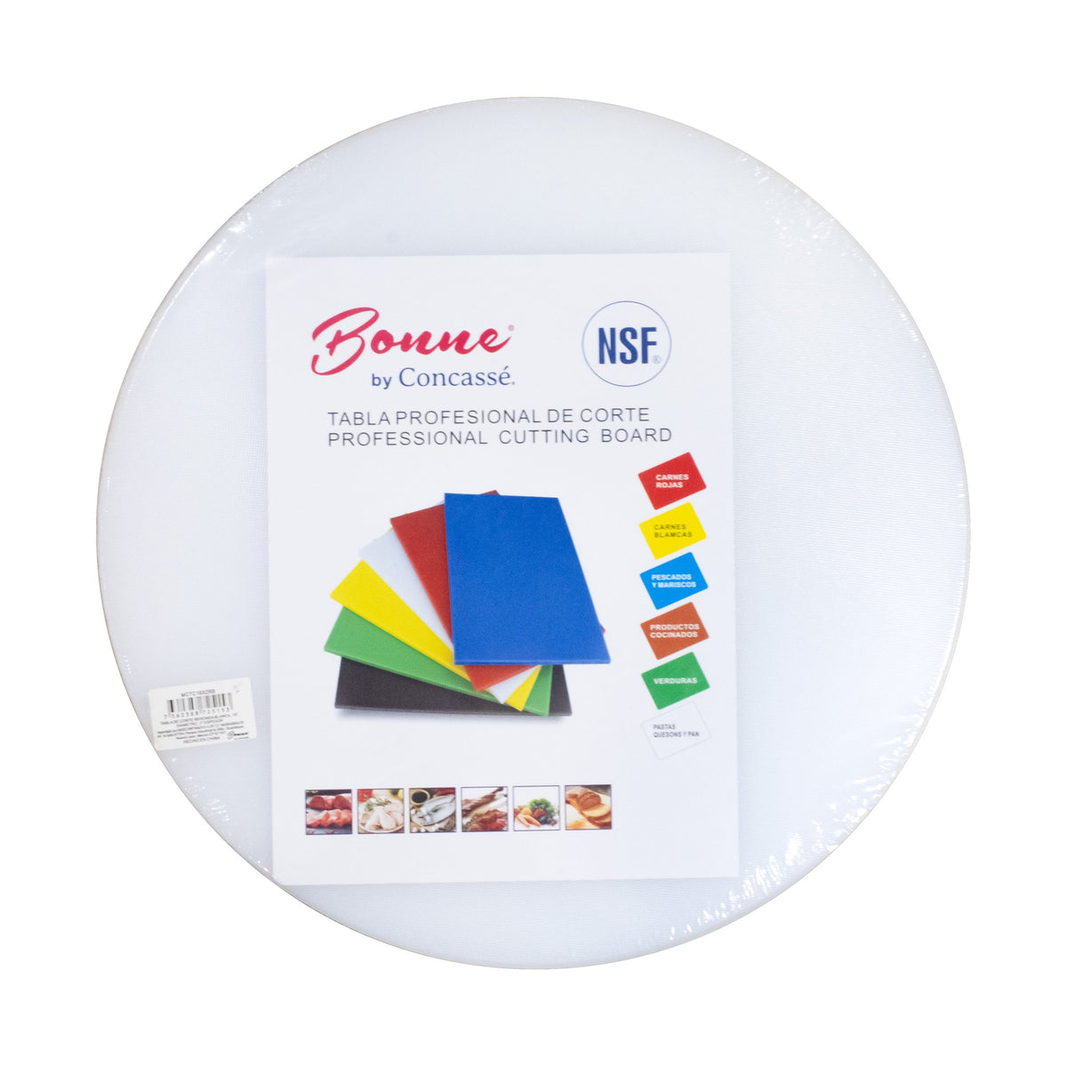 Tabla de Corte Redonda Blanca Concassé 16" diám. x 2" espesor