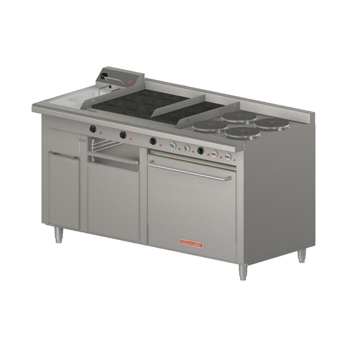Estufa Eléctrica 6 Platos con Freidora, Plancha y Horno Coriat Múltiple-E Máster de Piso