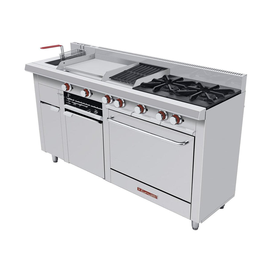 Estufa 2 Quemadores con Freidora, Plancha, Asador y Horno Coriat Múltiple Turbo Petit de Piso