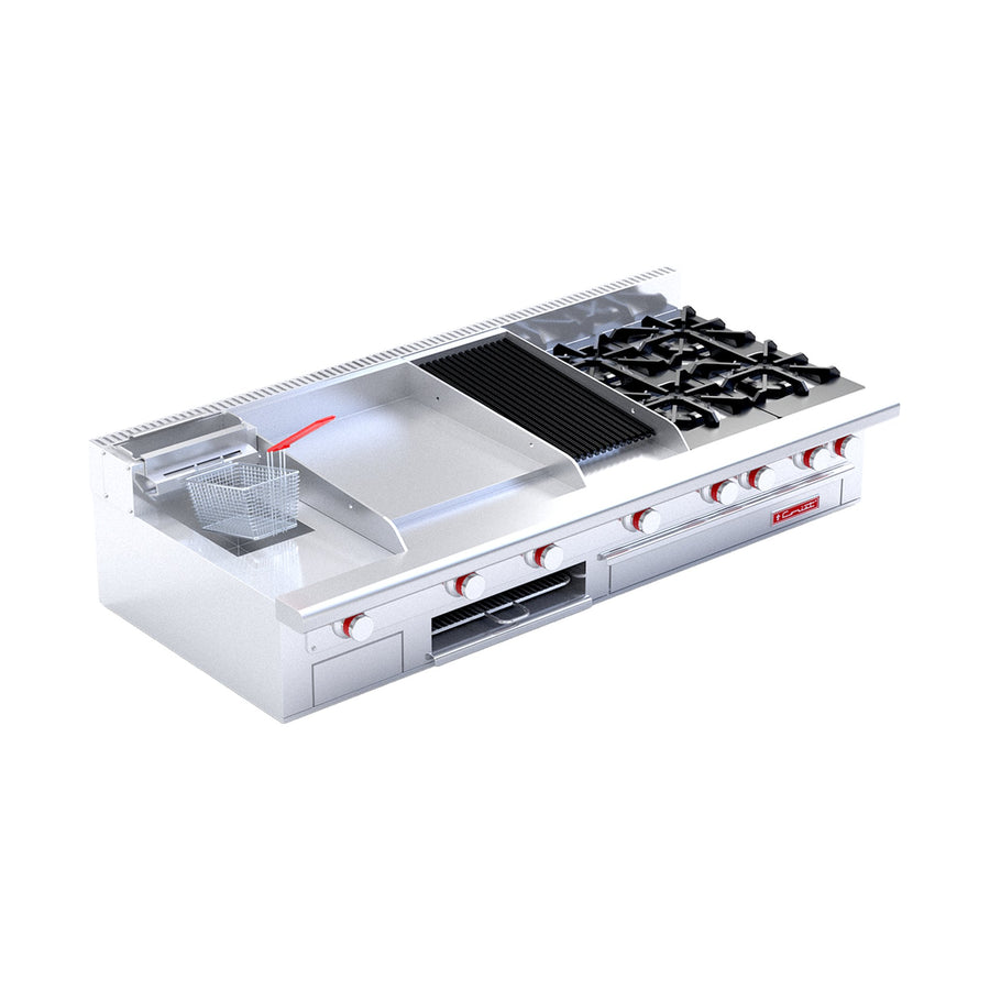 Estufa 4 Quemadores con Freidora, Plancha y Asador Coriat Múltiple Máster de Mesa