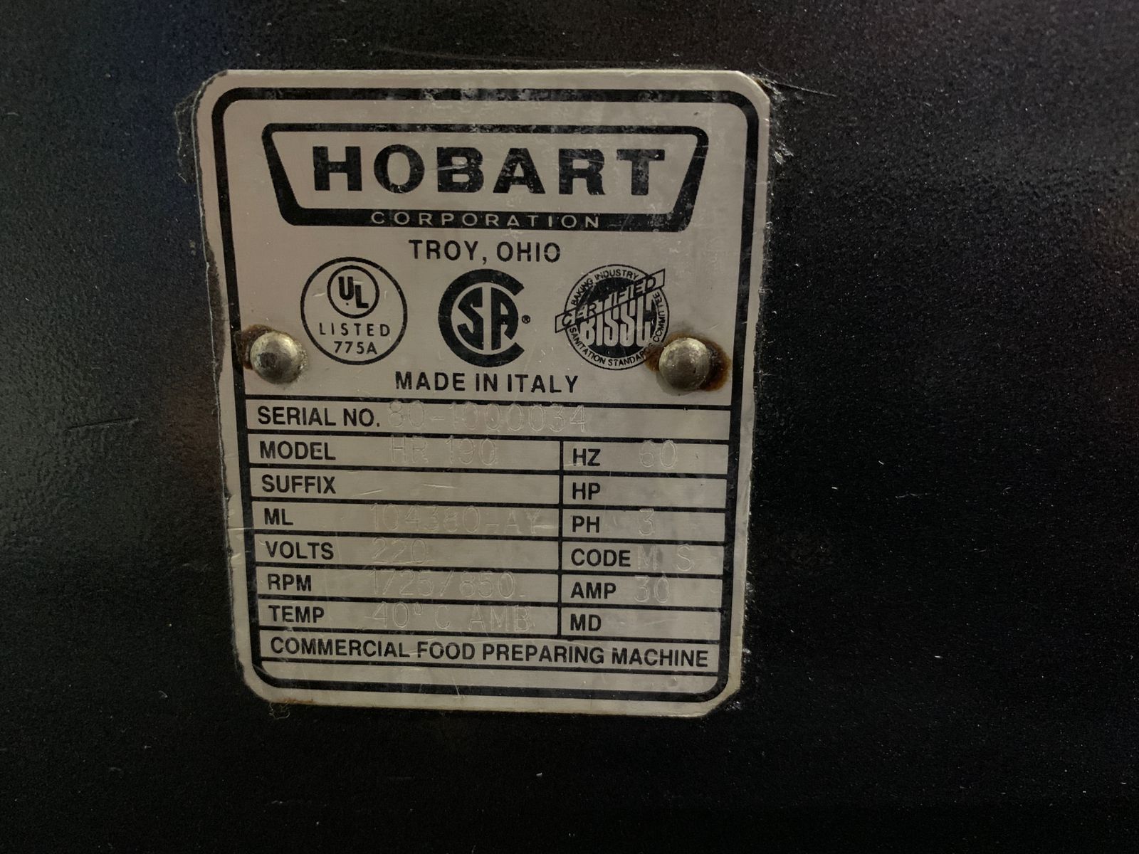 Amasadora Hobart HR190 190qts (Reacondicionado)