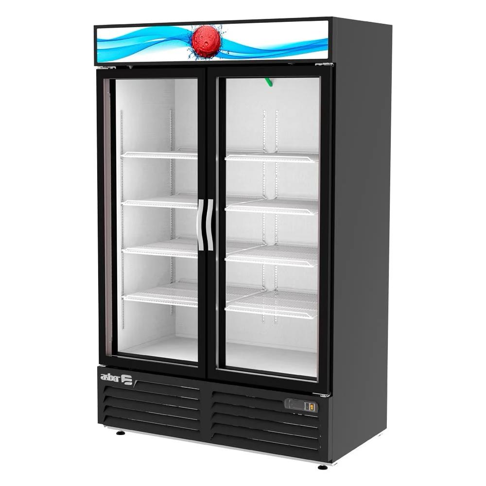 Asber ARMD-37 HC Refrigerador 2 Puertas de Cristal Vinil negro