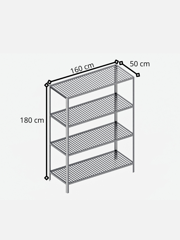 Anaquel Tipo Marimba de Acero Inoxidable (160x50 x 180 cm) ETM-2