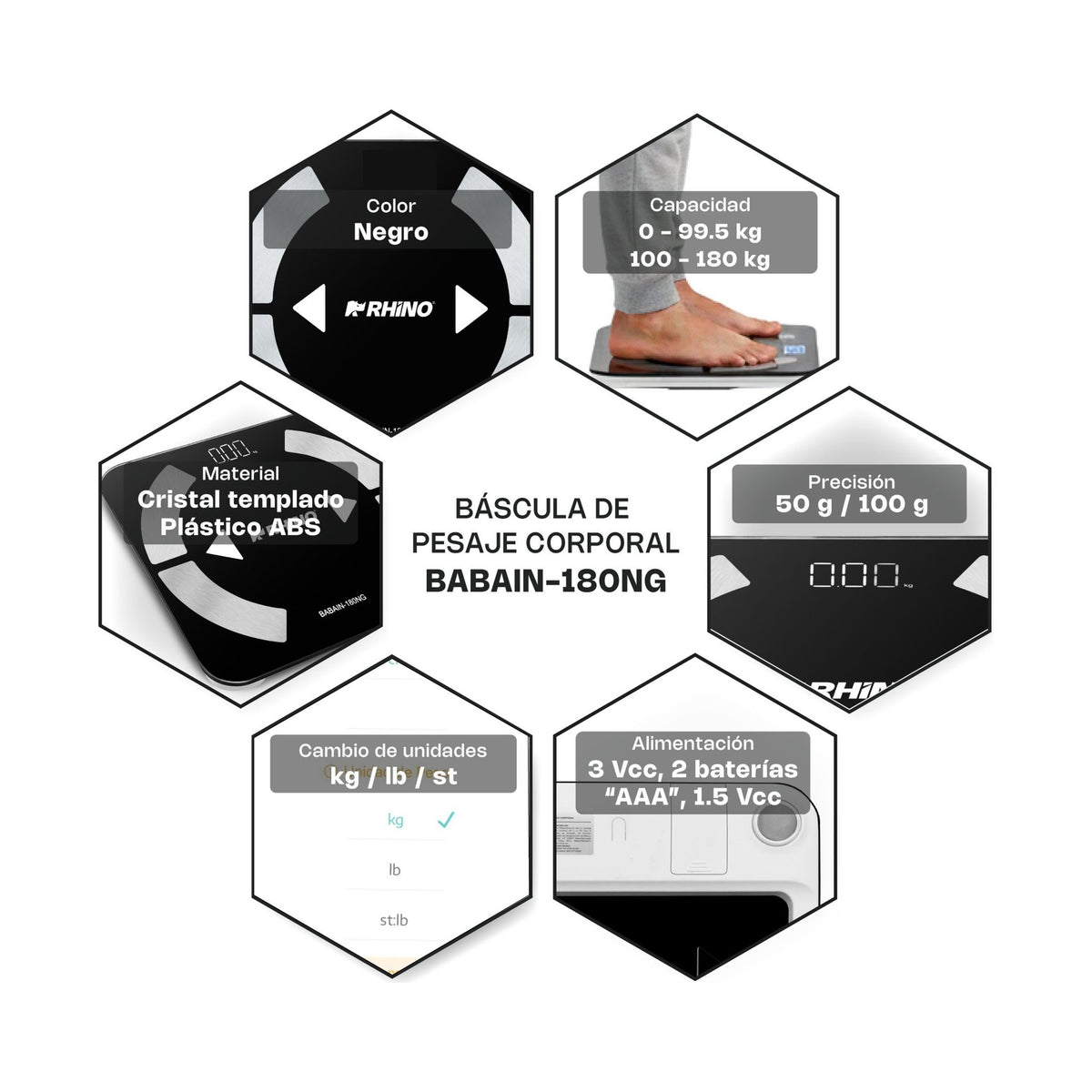 Báscula Inteligente de Peso Corporal Rhino BABAIN-180NG · vista 4