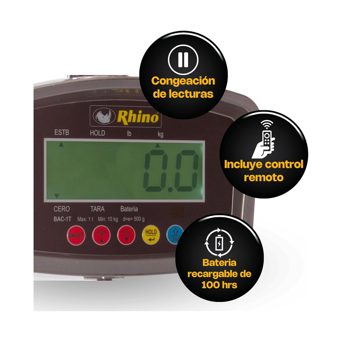 Báscula Electrónica Colgante 1,000 kg Rhino BAC-1T · vista 4