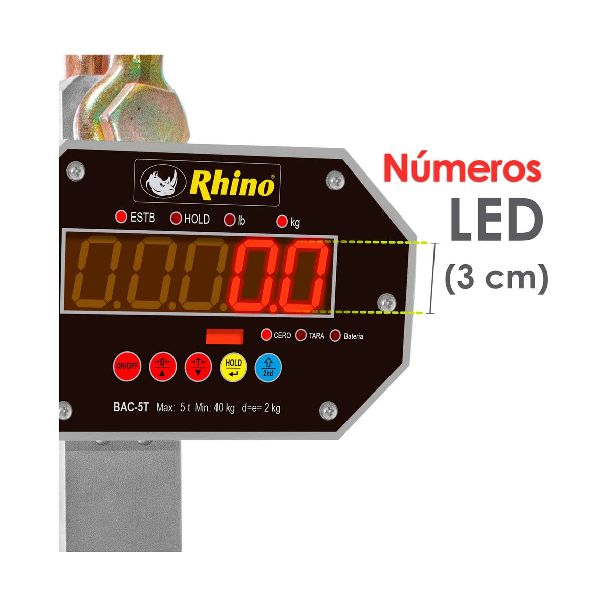 Báscula Electrónica Colgante 5,000 kg Rhino BAC-5T · vista 4