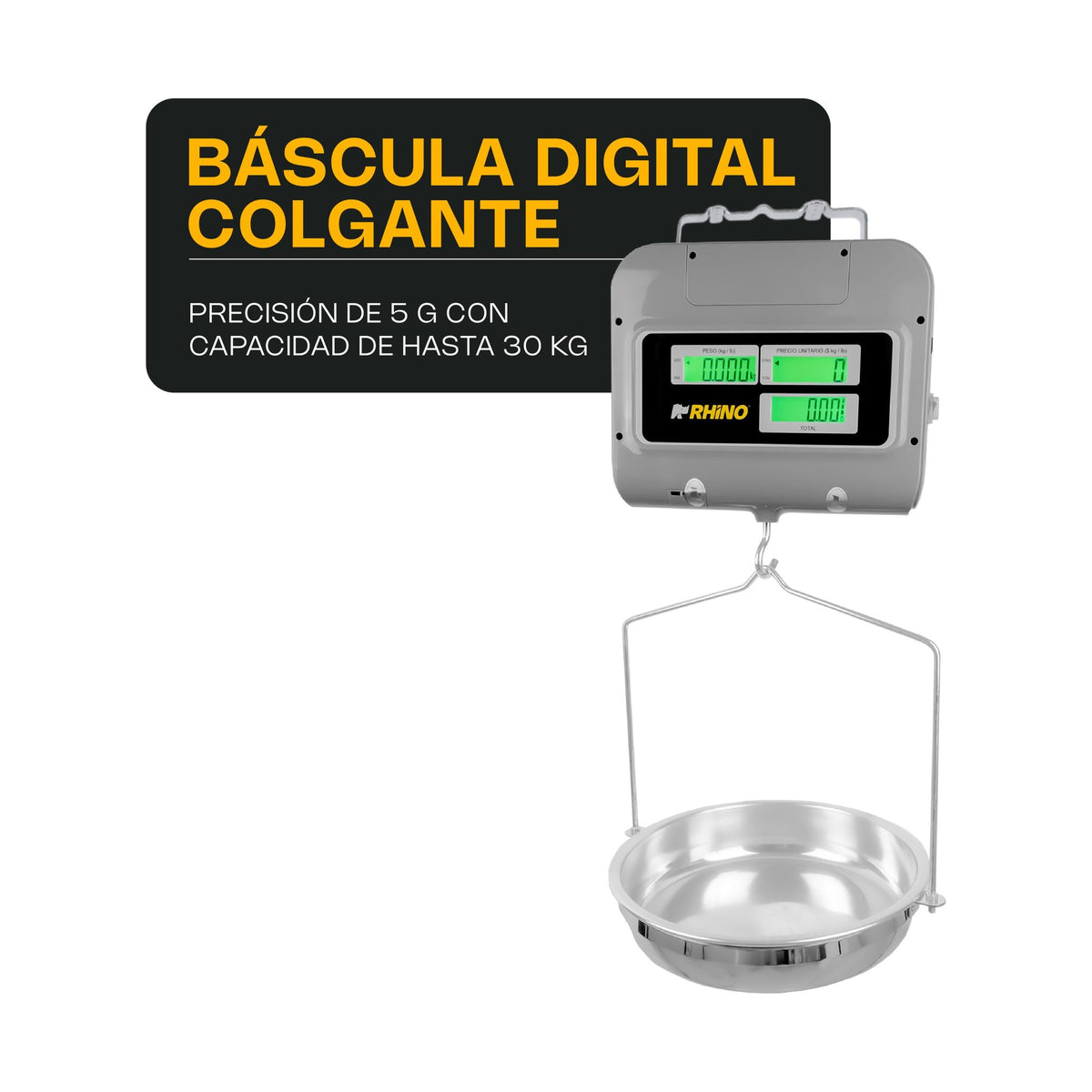 Báscula Electrónica Colgante Multifunciones 30 kg Rhino BACMU-30 · vista 2