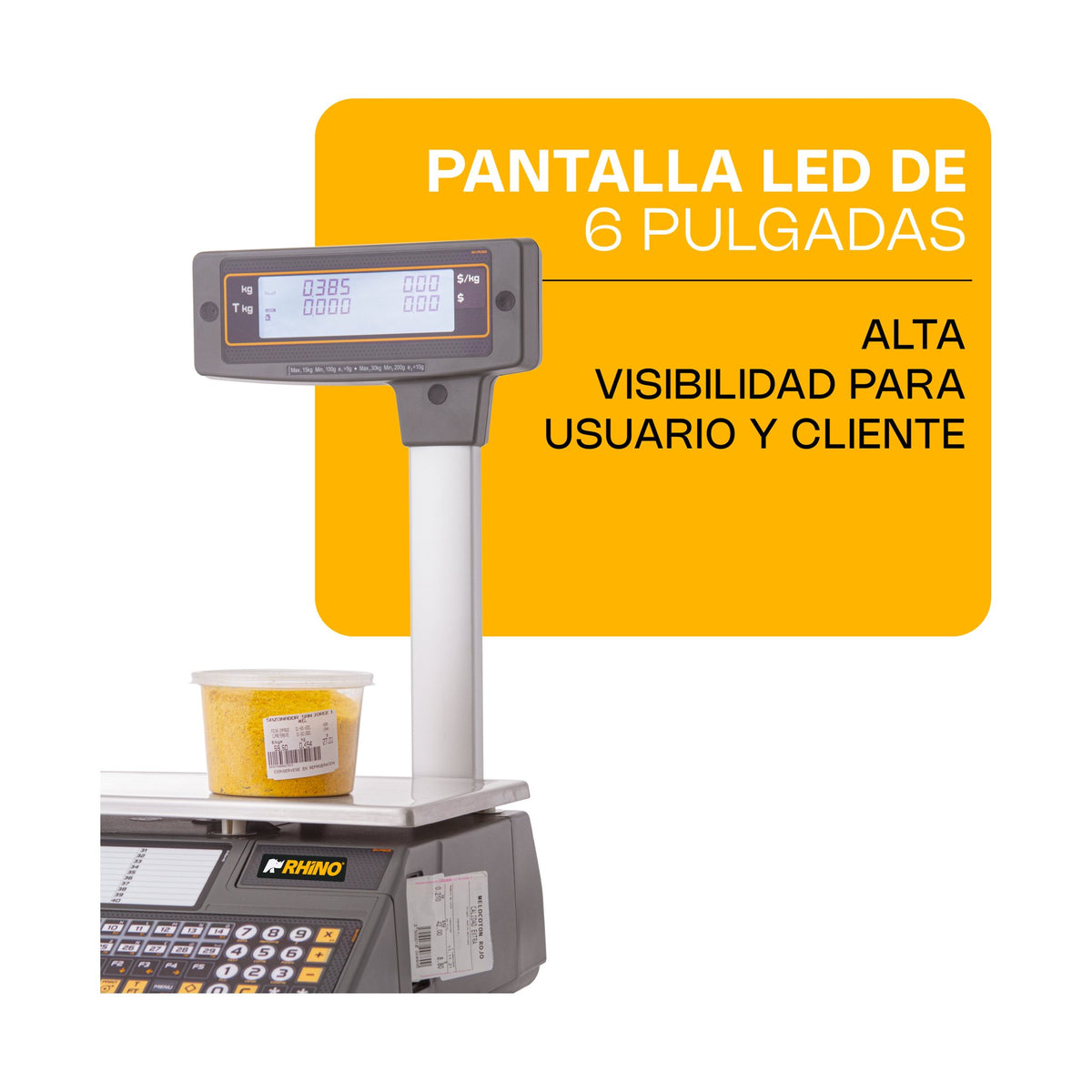 Báscula Electrónica Etiquetadora con Conexión WiFi 30 kg Rhino BAET-30X · vista 3