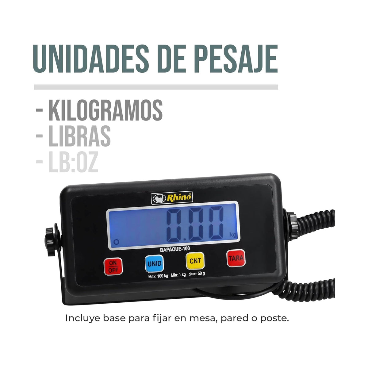 Báscula de Paquetería 100 kg Rhino BAPAQUE-100 · vista 4